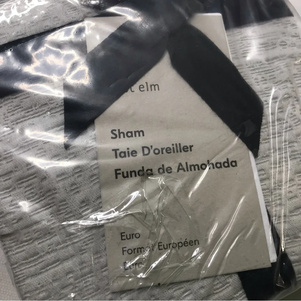 (2) West Elm Silky Tencel Cotton Matelasse Euro Pillow Sham Frost Gray New